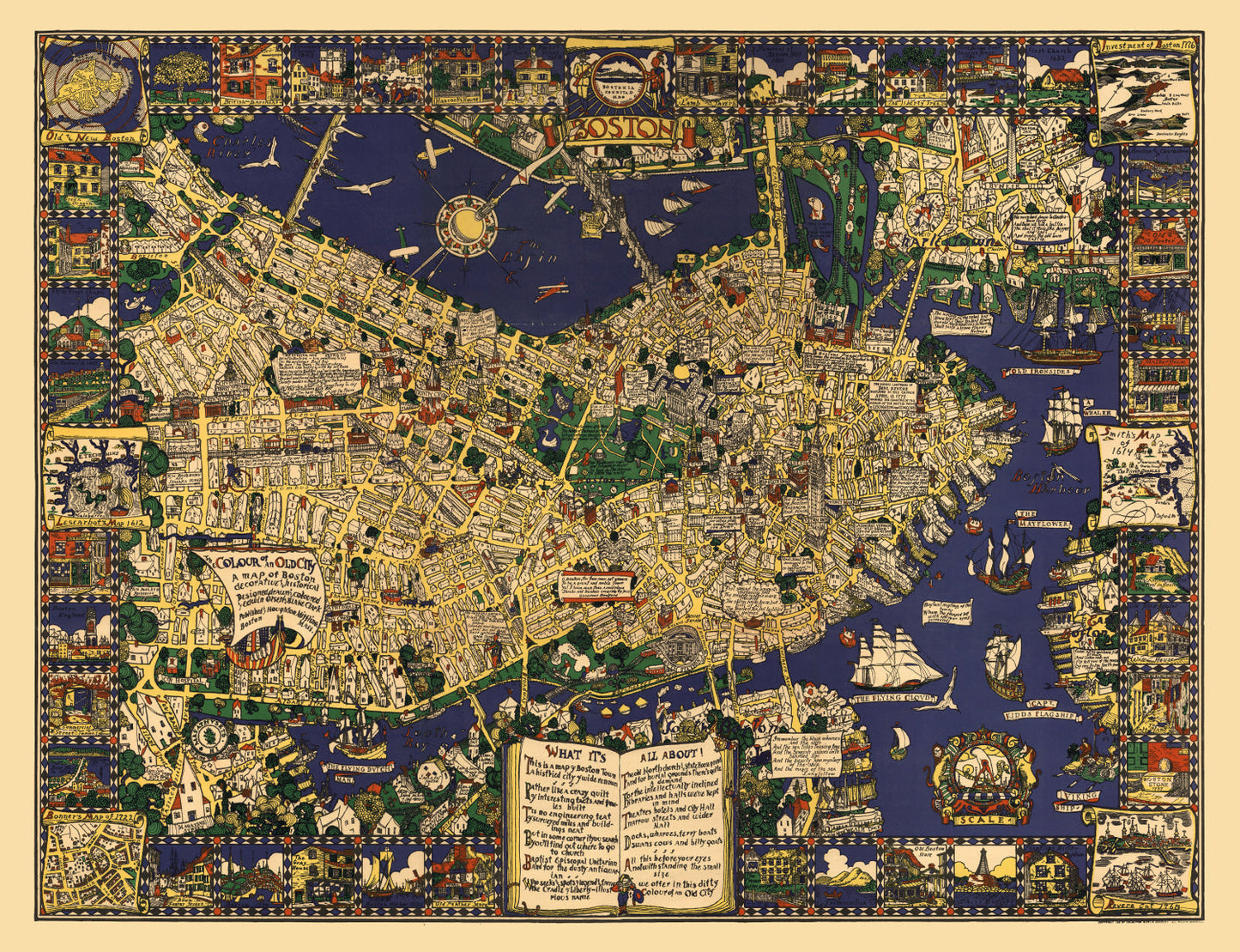 Vintage Map of Boston, Massachusetts, 1926 (B)