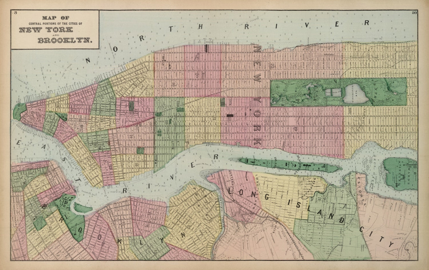 Vintage Map of Brooklyn, New York, 1873