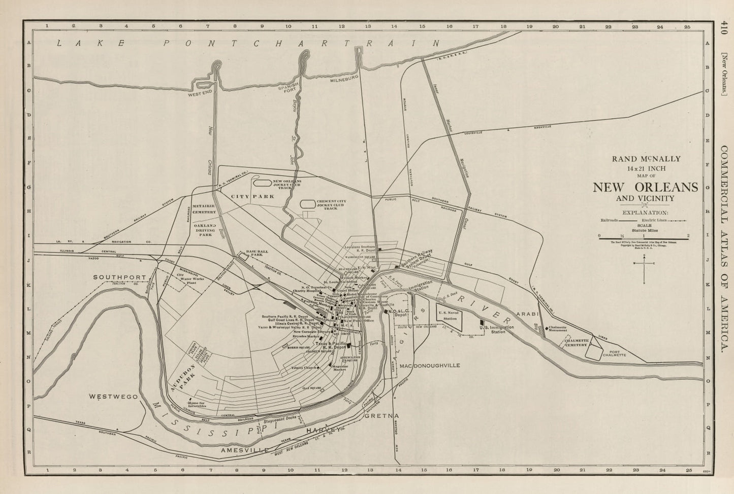 Vintage Map of New Orleans, Louisiana, 1924