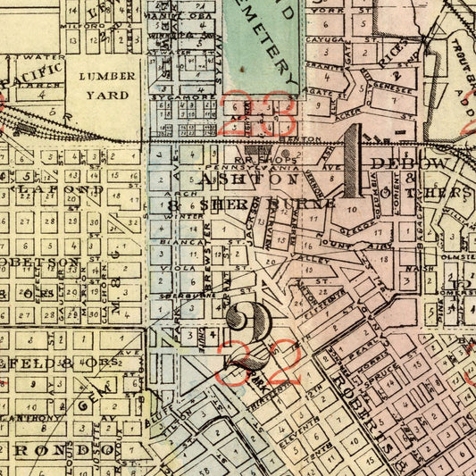 Vintage Map of St. Paul, Minnesota, 1884 II
