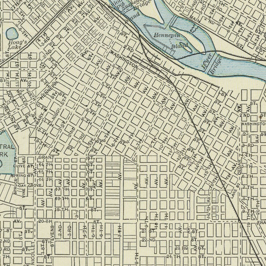 Vintage Map of Minneapolis, Minnesota, 1901