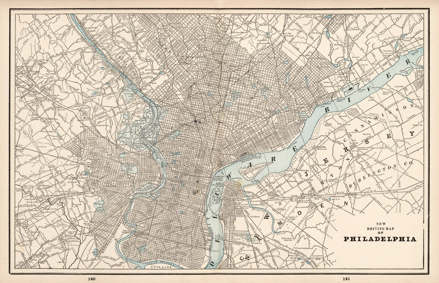 Vintage Map of Philadelphia, Pennsylvania, 1893