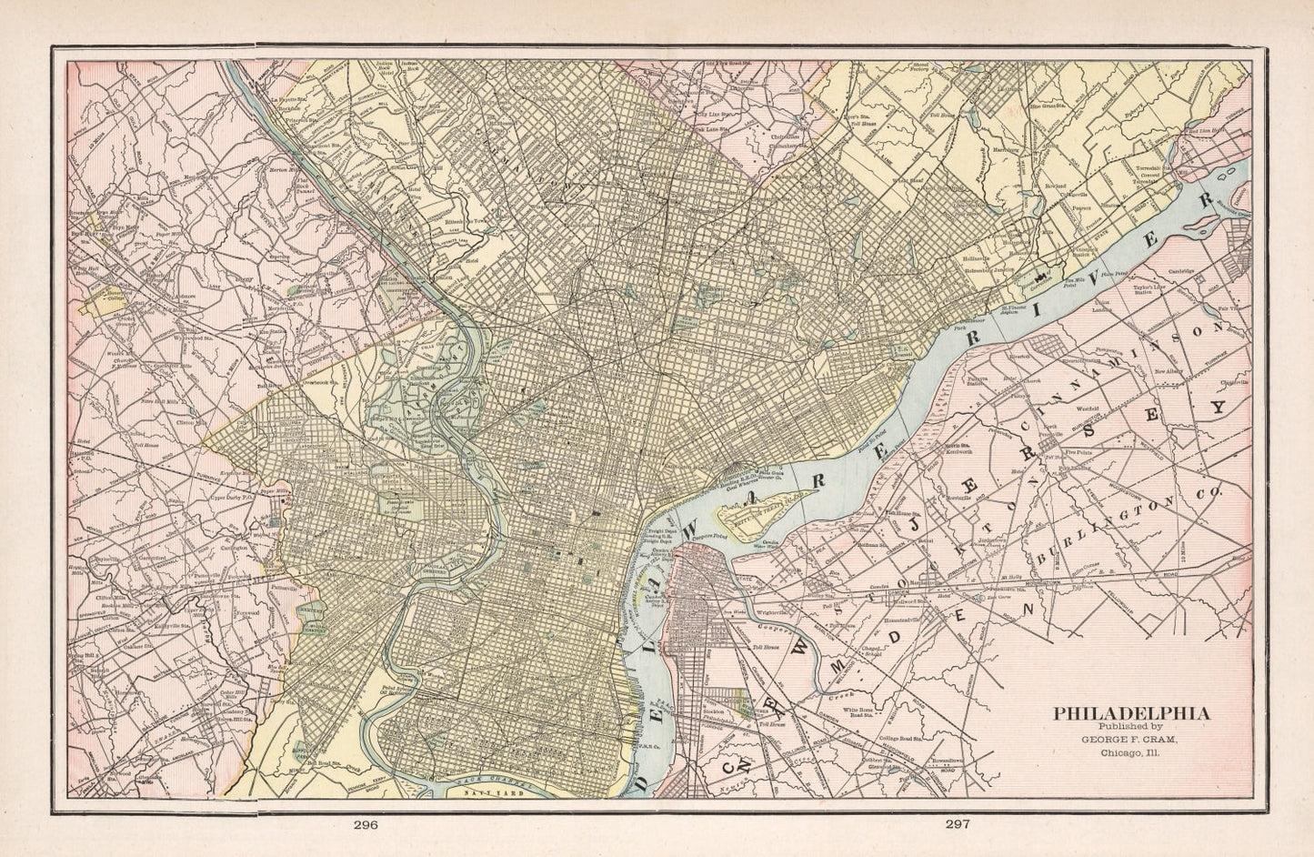 Vintage Map of Philadelphia, Pennsylvania, 1901