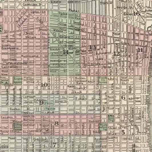 Vintage Map of Philadelphia, Pennsylvania, 1886