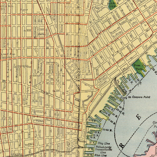 Vintage Map of Philadelphia, Pennsylvania, 1924