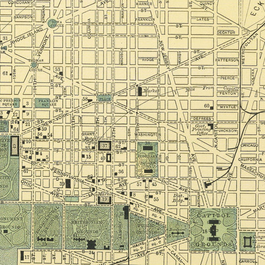 Vintage Map of Washington, DC, 1891
