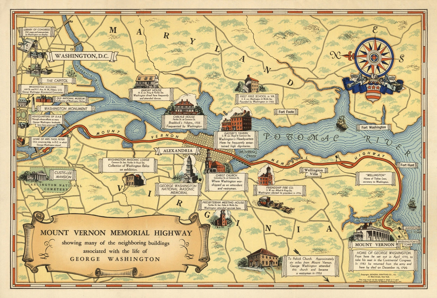 Vintage Map of Washington, DC, 1932