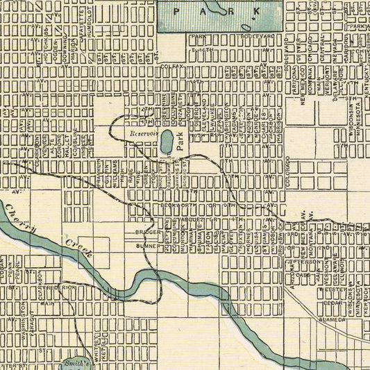 Vintage Map of Denver, Colorado, 1901