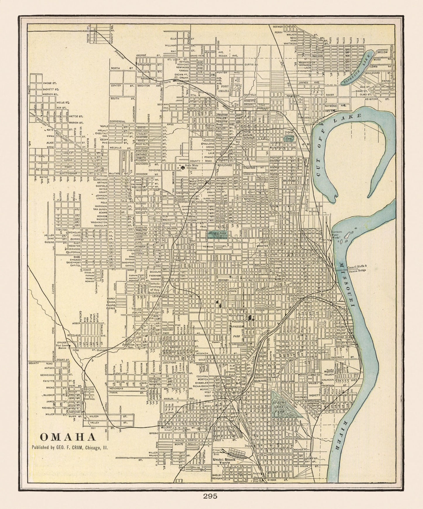 Vintage Map of Omaha, Nebraska, 1901