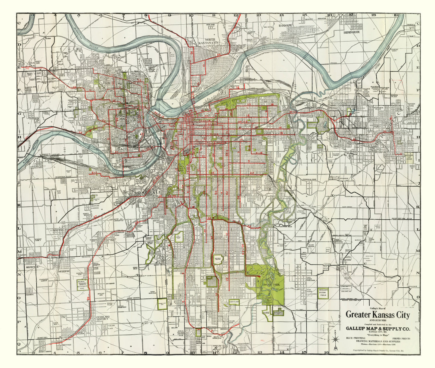 Vintage Map of Kansas City, Kansas, 1920