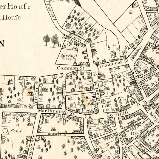 Vintage Map of Boston, Massachusetts 1835