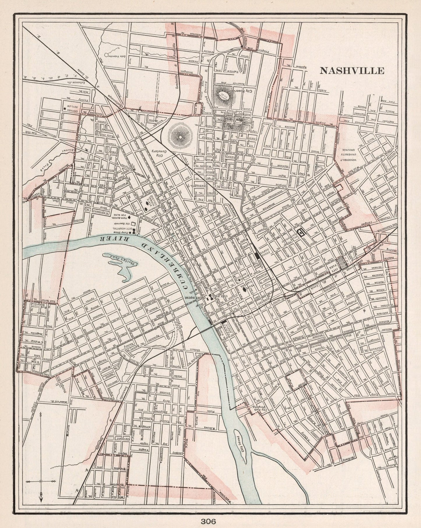 Vintage Map of Nashville, Tennessee, 1901