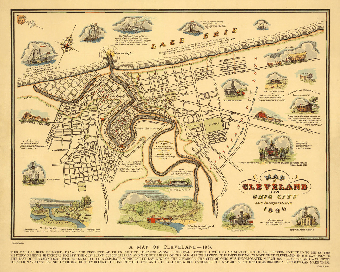 Vintage Map of Cleveland, Ohio, 1937 (2nd Ed.)