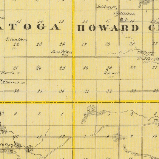 Vintage Map of Howard County, Iowa, 1875