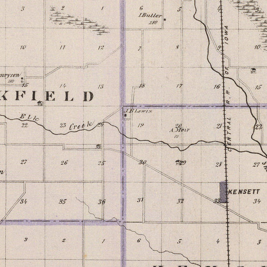 Vintage Map of Worth County, Iowa, 1875