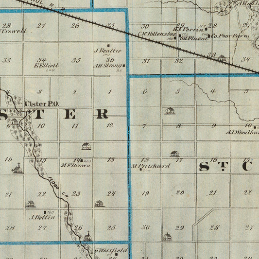 Vintage Map of Floyd County, Iowa, 1875