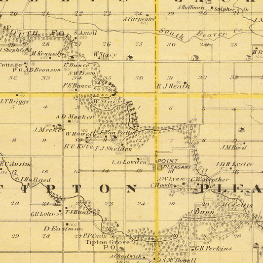 Vintage Map of Hardin County, Iowa, 1875
