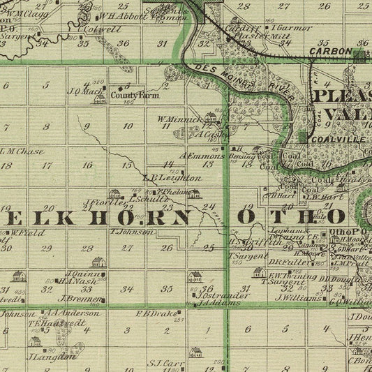 Vintage Map of Webster County, Iowa 1875