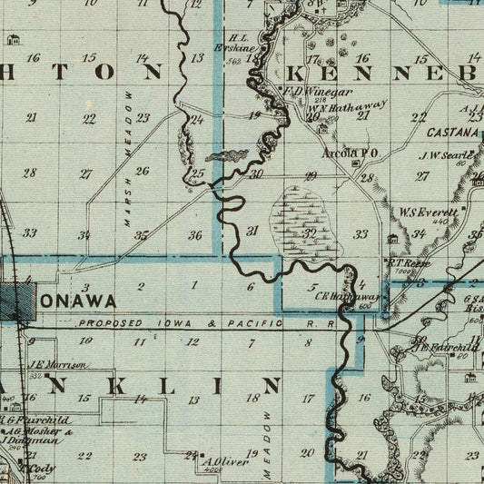 Vintage Map of Monona County, Iowa, 1875