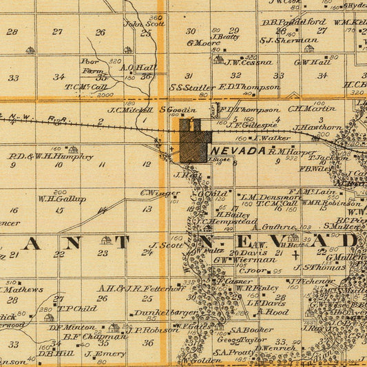 Vintage Map of Story County, Iowa, 1875