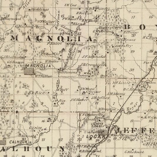 Vintage Map of Harrison County, Iowa, 1875