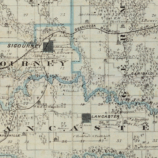 Vintage Map of Keokuk County, Iowa, 1875