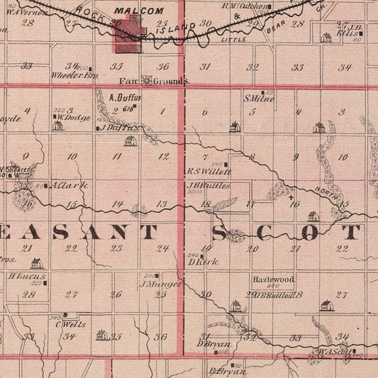Vintage Map of Poweshiek County, Iowa, 1875