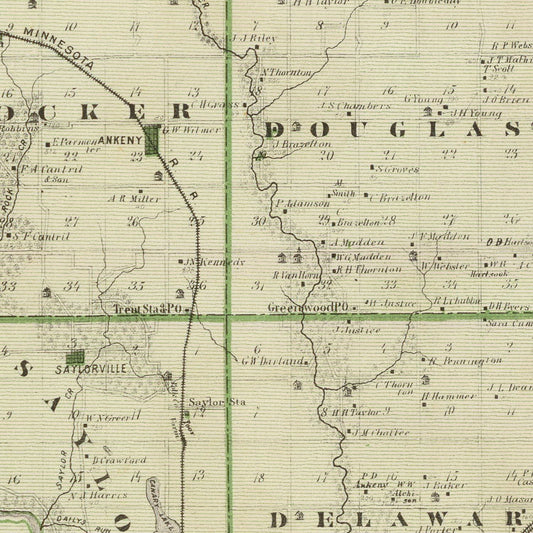 Vintage Map of Polk County, Iowa, 1875