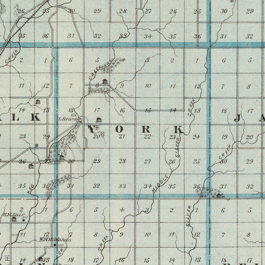Vintage Map of Pottawattamie County, Iowa, 1875