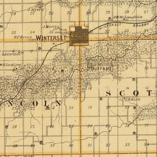 Vintage Map of Madison County, Iowa, 1875