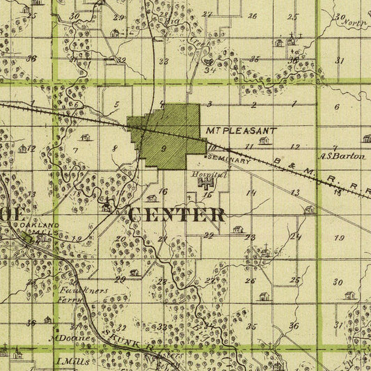 Vintage Map of Henry County, Iowa, 1875
