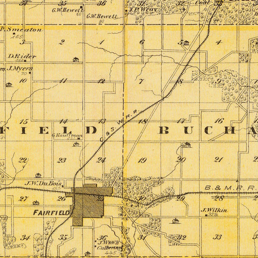 Vintage Map of Jefferson County, Iowa, 1875