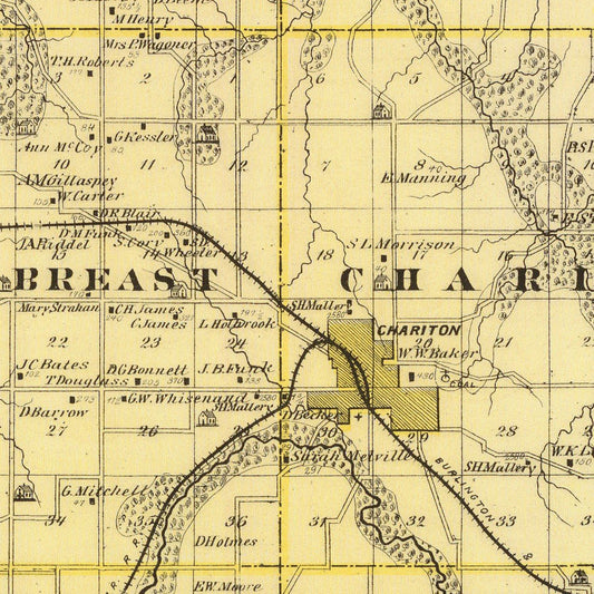Vintage Map of Lucas County, Iowa, 1875