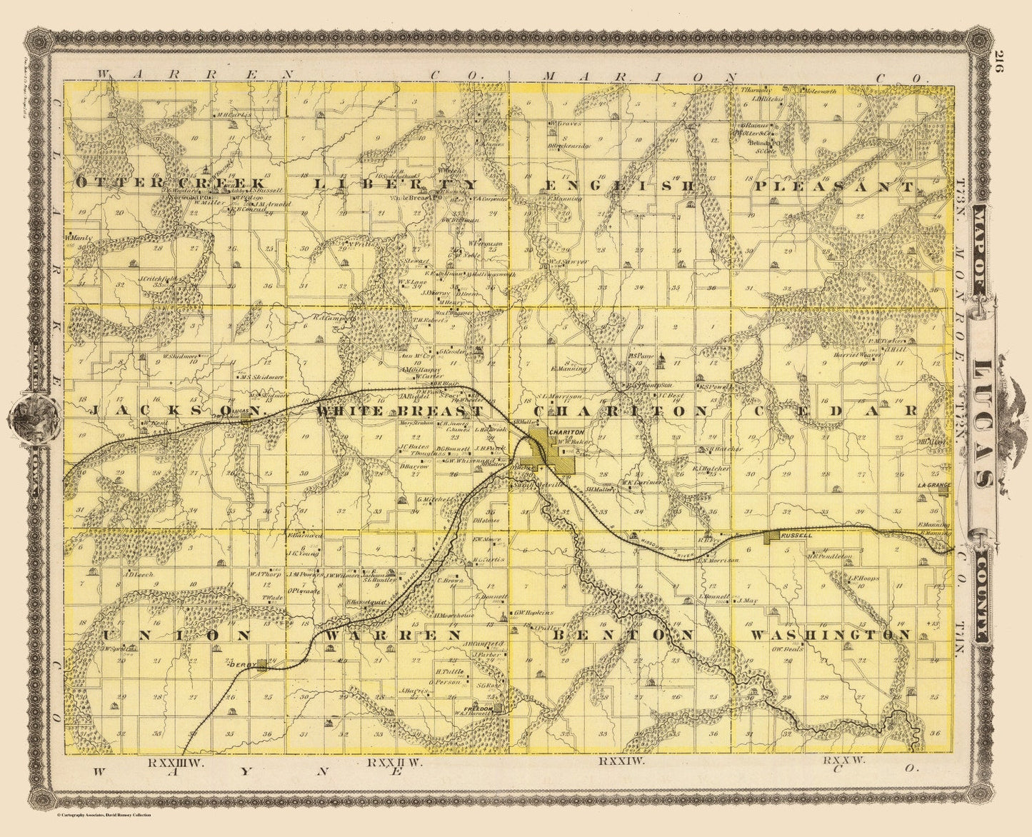 Vintage Map of Lucas County, Iowa, 1875