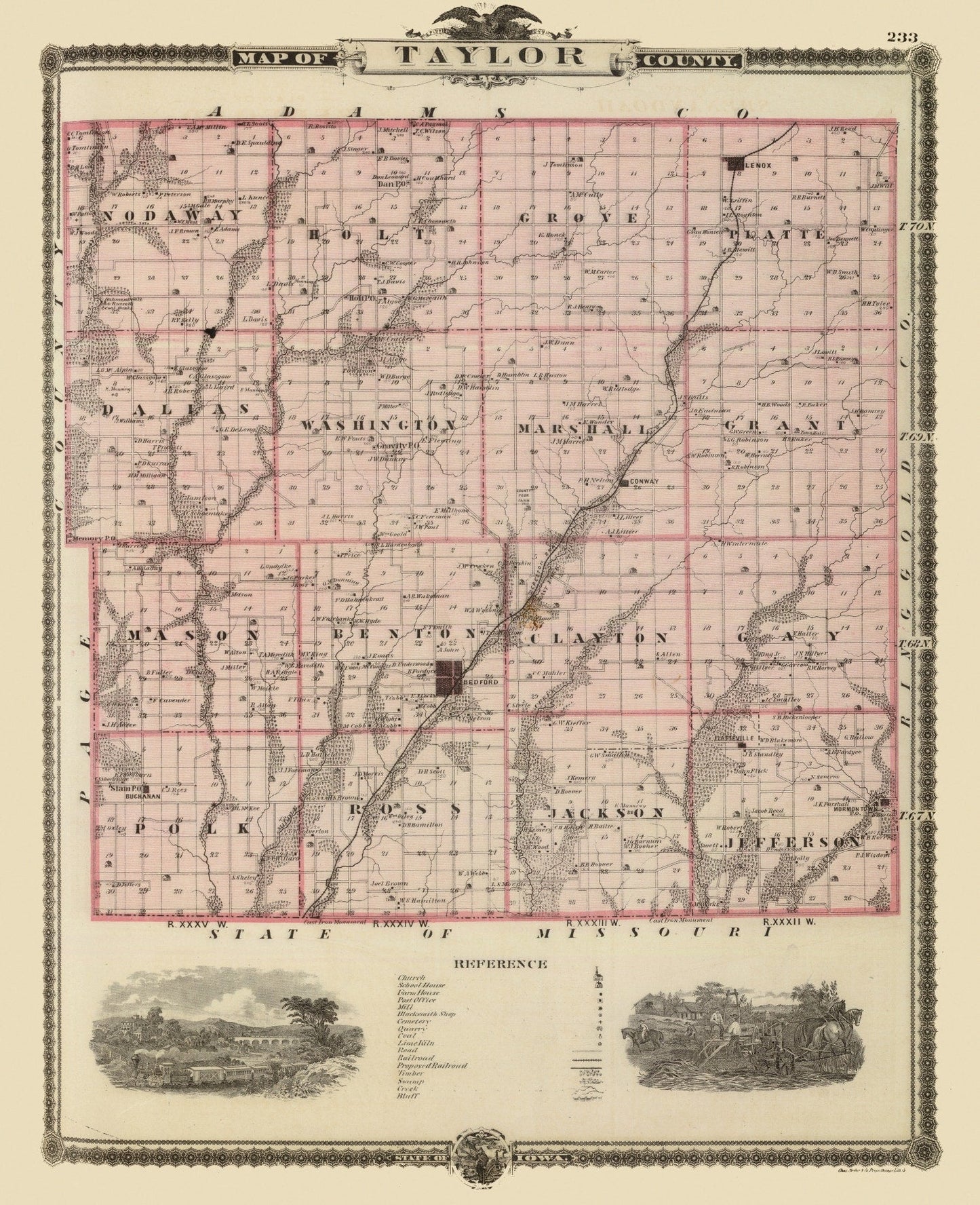Vintage Map of Taylor County, Iowa, 1875