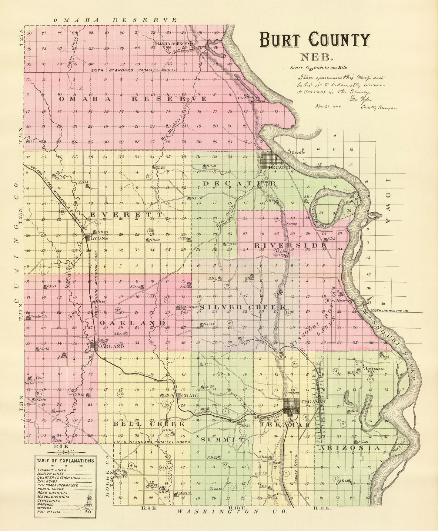 Vintage Map of Burt County, Nebraska, 1885 | Wall Art