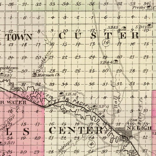 Vintage Map of Antelope County, Nebraska, 1885