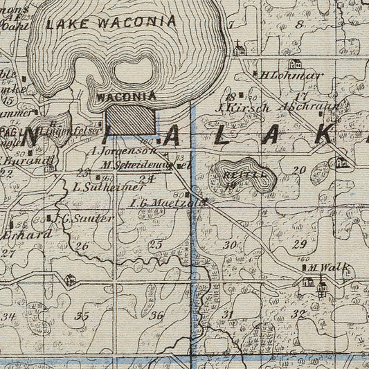 Vintage Map of Carver County, Minnesota, 1874