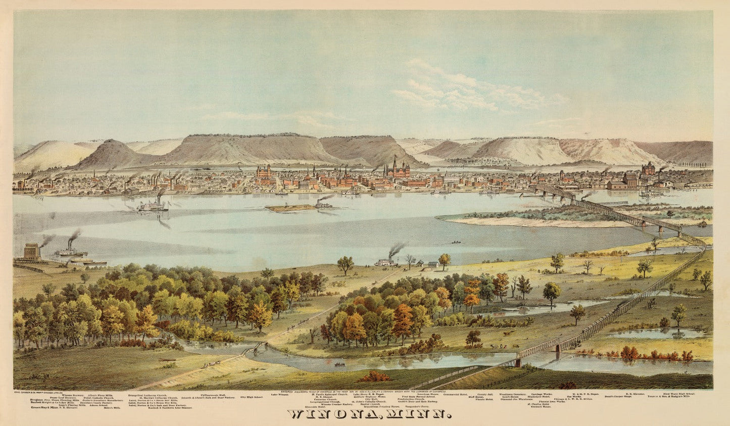 Vintage Map of Winona County, Minnesota 1874 Edition B