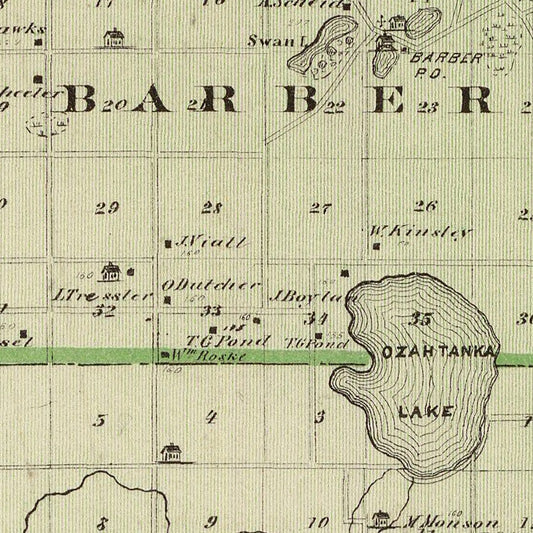 Vintage Map of Faribault County, Minnesota, 1874