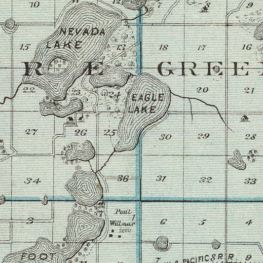 Vintage Map of Kandiyohi County, Minnesota, 1874