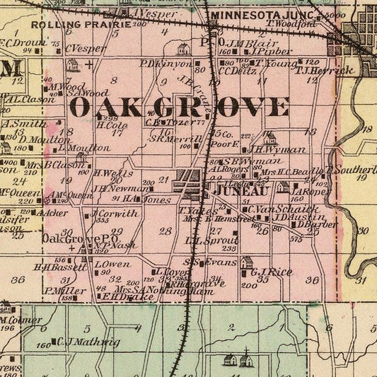 Vintage Map of Dodge County, Wisconsin, 1878