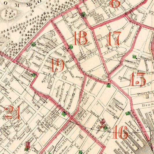 Vintage Map of Boston, Massachusetts 1874