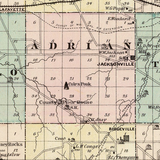 Vintage Map of Monroe County, Wisconsin, 1878