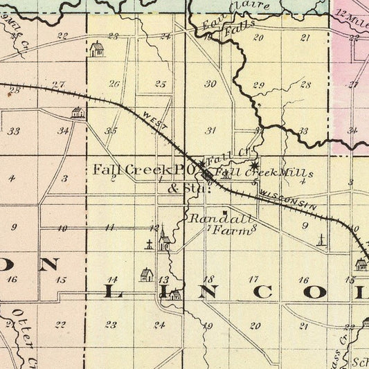 Vintage Map of Eau Claire County, Wisconsin, 1878 (Augusta)