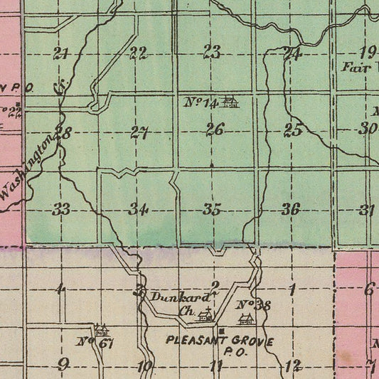 Vintage Map of Douglas County, Kansas, 1887