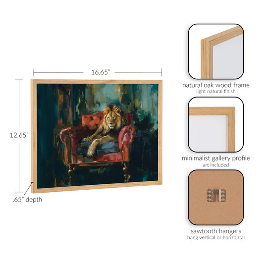 Lion Portrait in Jewel Tones Framed Wall Art Print