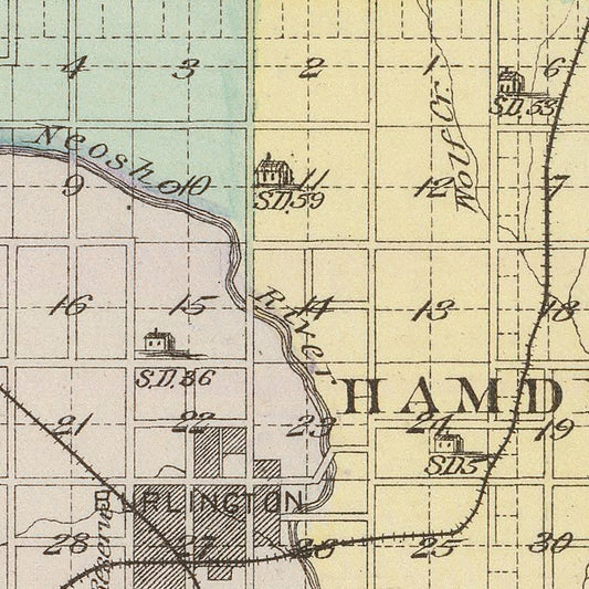 Vintage Map of Coffey County, Kansas, 1887