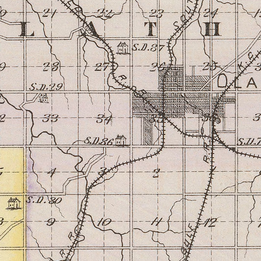 Vintage Map of Johnson County, Kansas, 1887