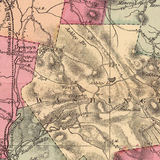 Vintage Map of Berkshire County, Massachusetts, 1871